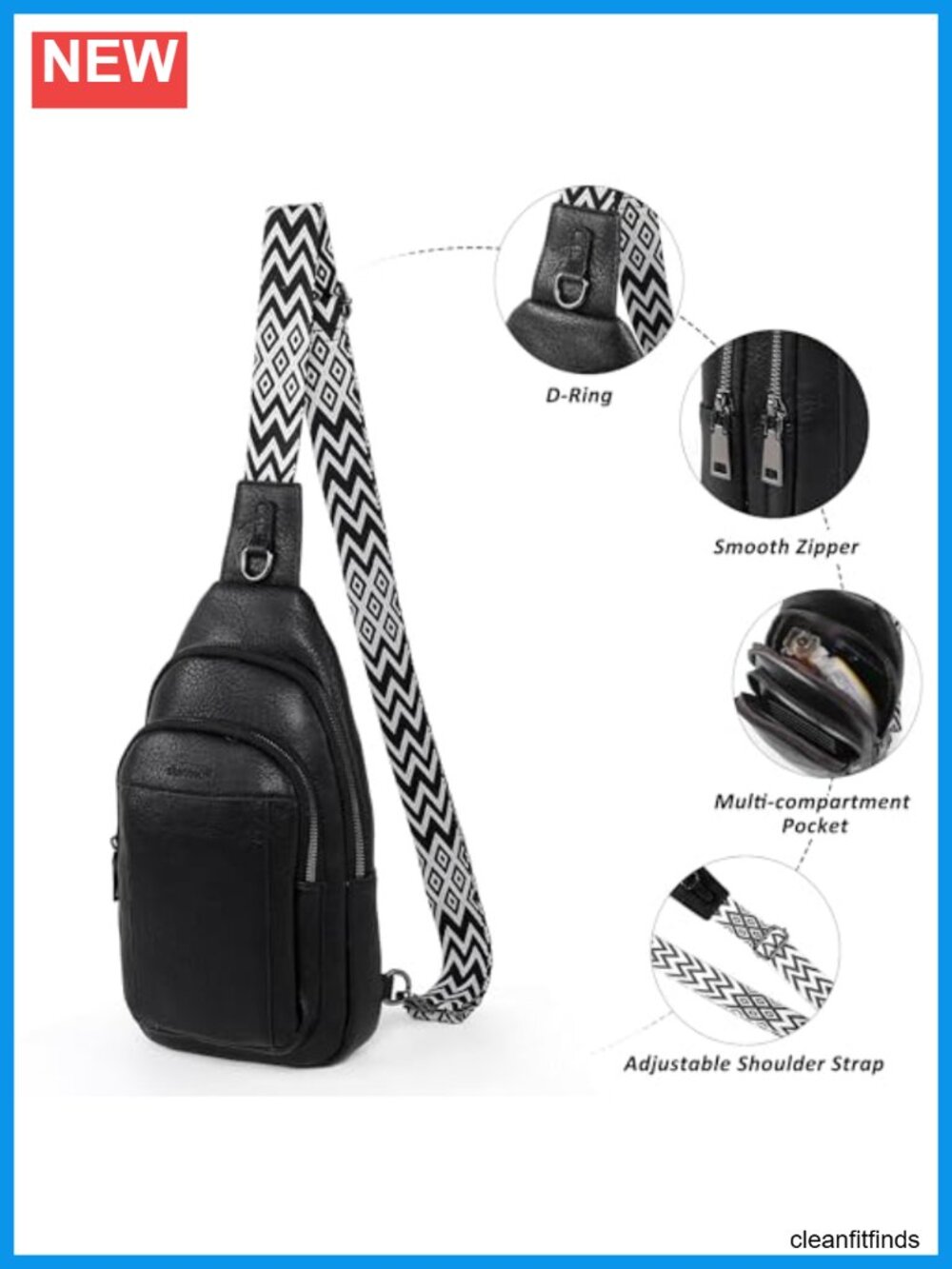 Small Sling Bag Crossbody Purse Faux Leather Adjustable Strap Travel Sport - Picture 5 of 6